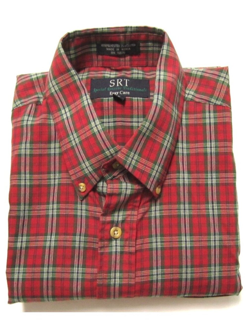 Vtg 90s SRT Special Reserve Traditional Plaid Shirt Sz L OCBD Preppy (M402)